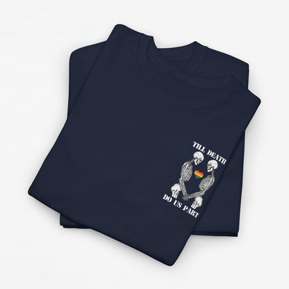 Gay Pride T-shirt - Skelet Echtpaar Till Death Do Us Part - Back Print - Oversized #74
