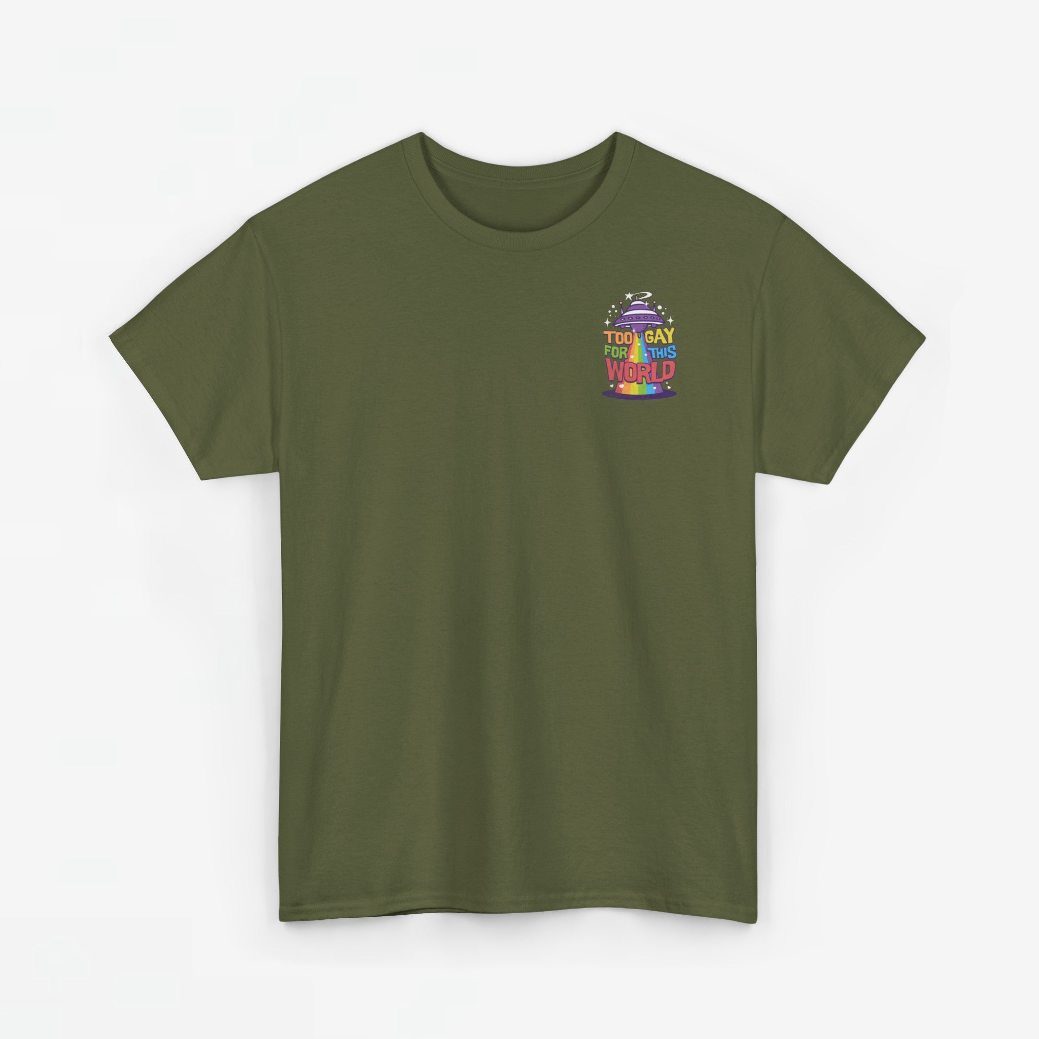 Gay Pride T-shirt - Too Gay For This World - Back Print - Oversized #55