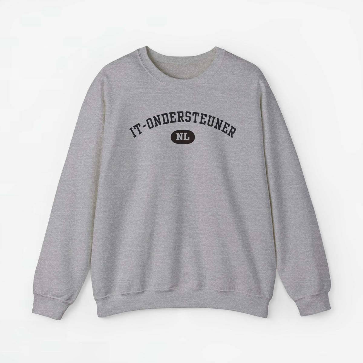 Lichtgrijze sweater met ronde hals en borstprint, lange mouwen