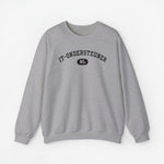 Lichtgrijze sweater met ronde hals en borstprint, lange mouwen