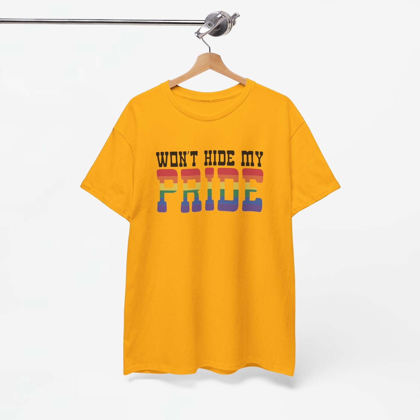 Gay Pride T-shirt - Won't Hide My Pride (zwarte tekst) - Oversized #27