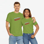 Oversized T-shirt groen met frikandel-frontprint op de borst, korte mouwen