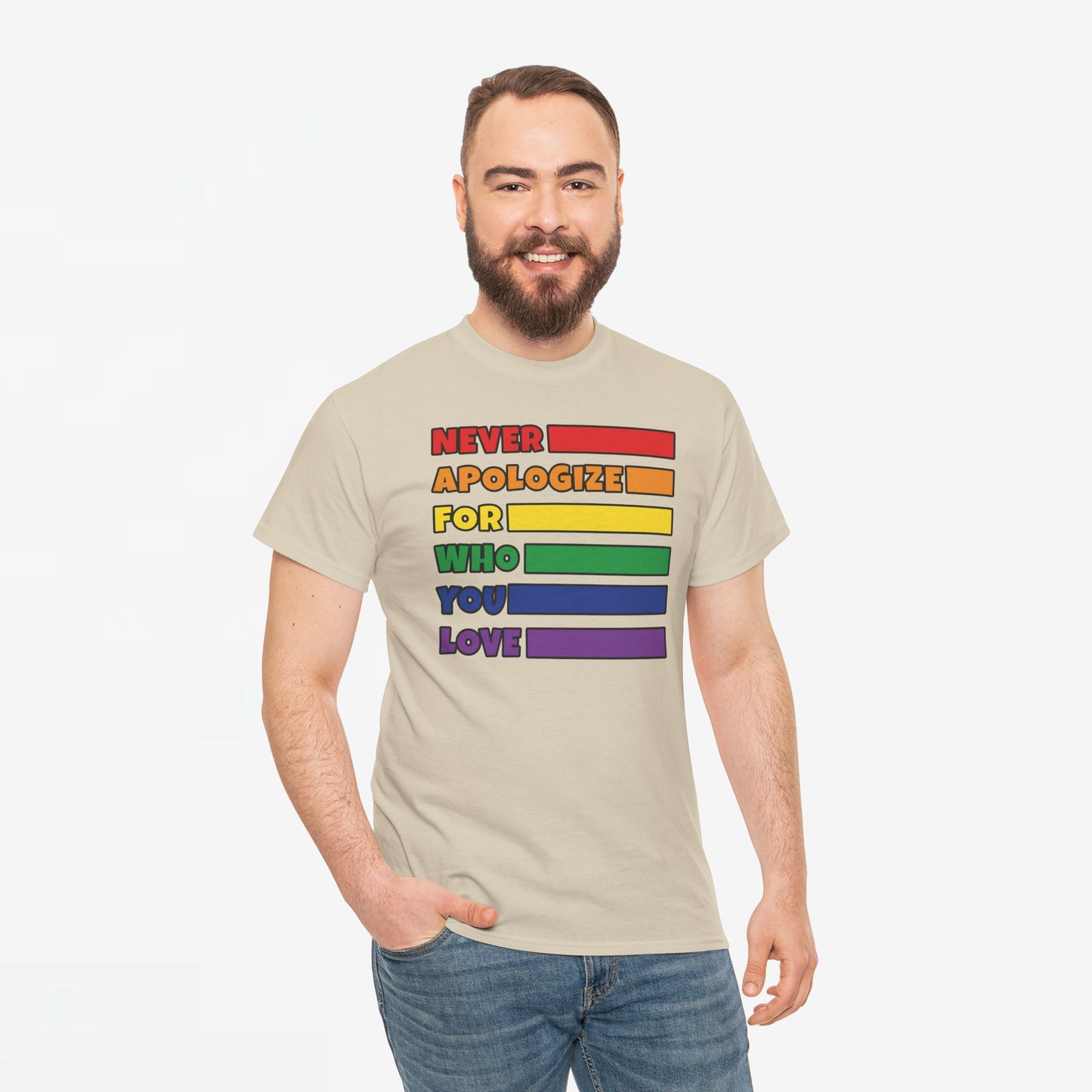 Gay Pride T-shirt - Never Apologize For Who You Love - Oversized #16