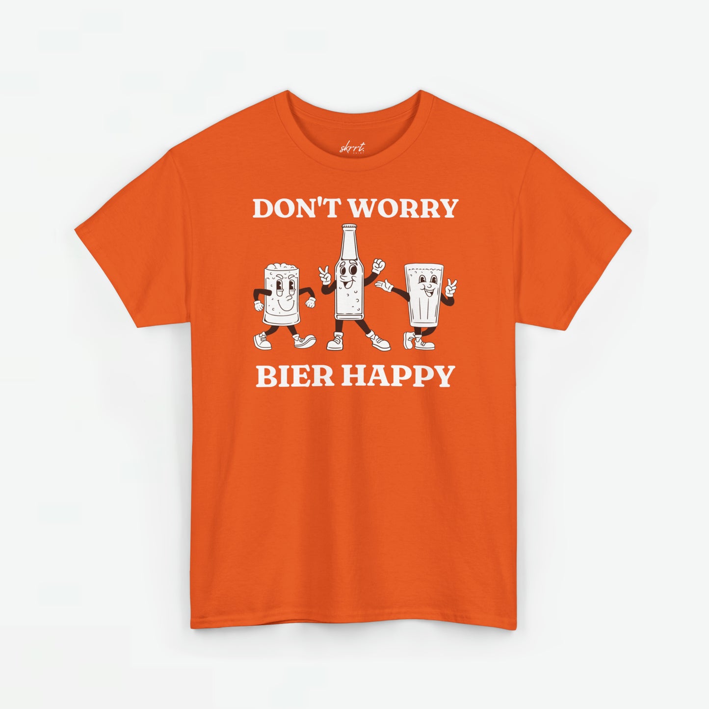 Don't Worry Bier Happy | Front Print | Koningsdag T-shirt | Retro | Oversized