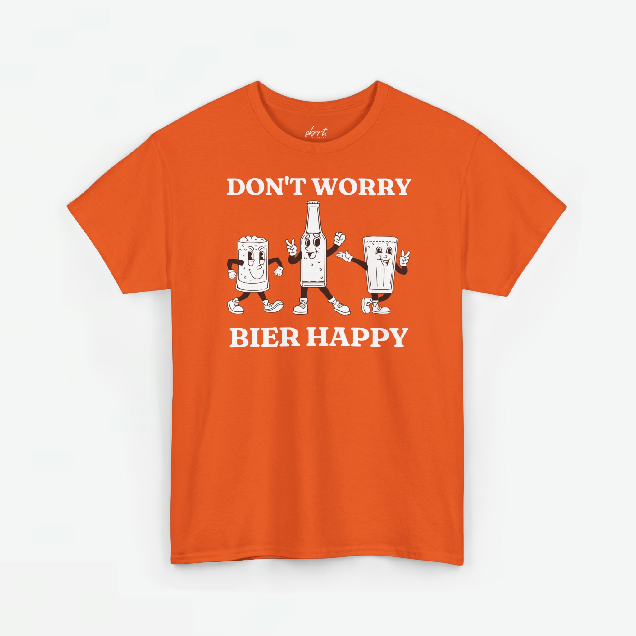Don't Worry Bier Happy | Front Print | Koningsdag T-shirt | Retro | Oversized
