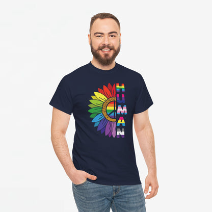 Gay Pride T-shirt - Regenboog Human (witte tekst) - Oversized #4