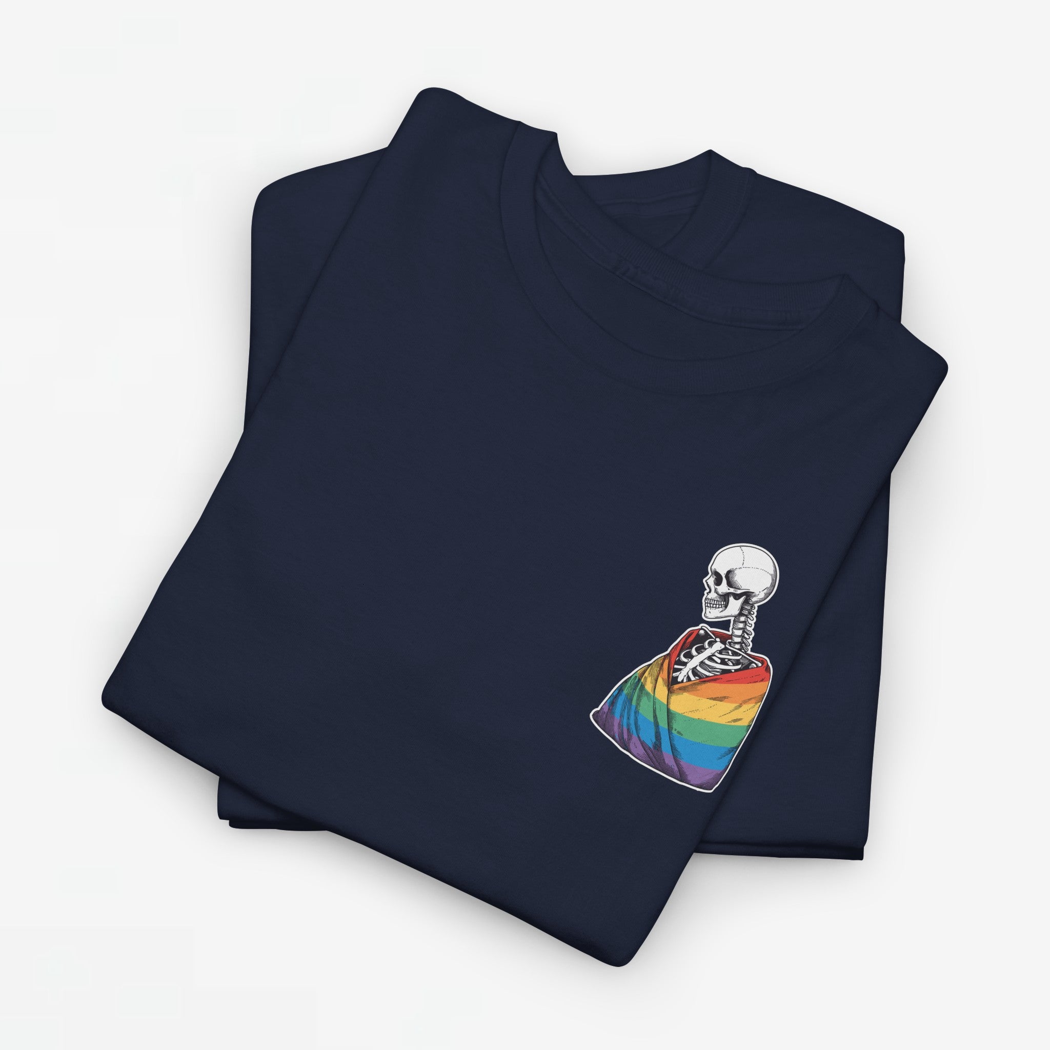 Gay Pride T-shirt - Skelet Regenboog Pride Vlag - Back Print - Oversized #76