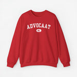 Rode sweatshirt met ronde hals en grote 'Advocaat' print op de borst