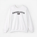 Witte sweatshirt met borstprint "HONDENKAPSTER" en "ND" in een cirkel