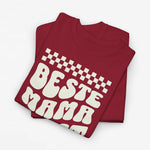 Oversized T-shirt in bordeauxrood met witte retro-opdruk op de borst