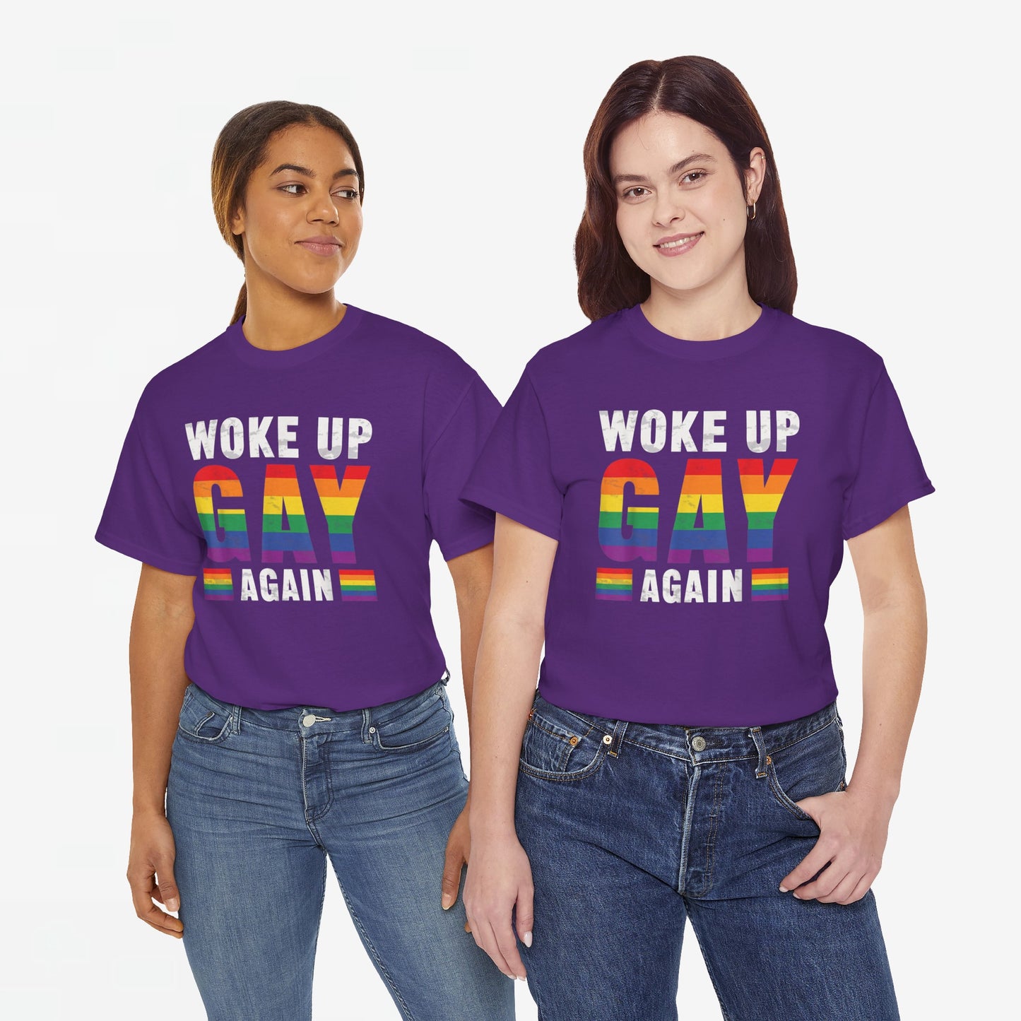 Gay Pride T-shirt - Woke Up Gay Again - Oversized #44