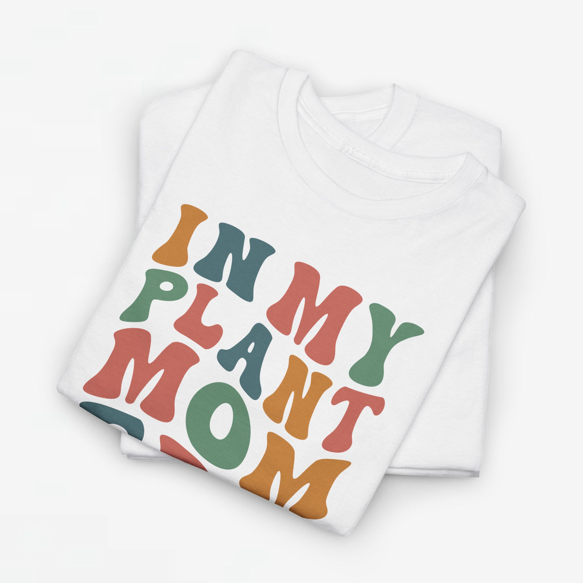 Witte oversized t-shirt met kleurrijke 'IN MY PLANT MOM ERA' print op de borst