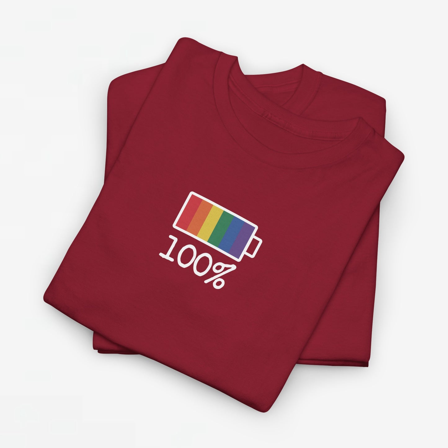 Gay Pride T-shirt - 100% Regenboog (witte tekst) - Oversized #32