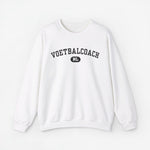 Witte sporttrui met 'VOETBALCOACH' print op de borst en ronde hals.