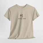 Oversized T-shirt beige met ronde hals en print van hondemama op de borst