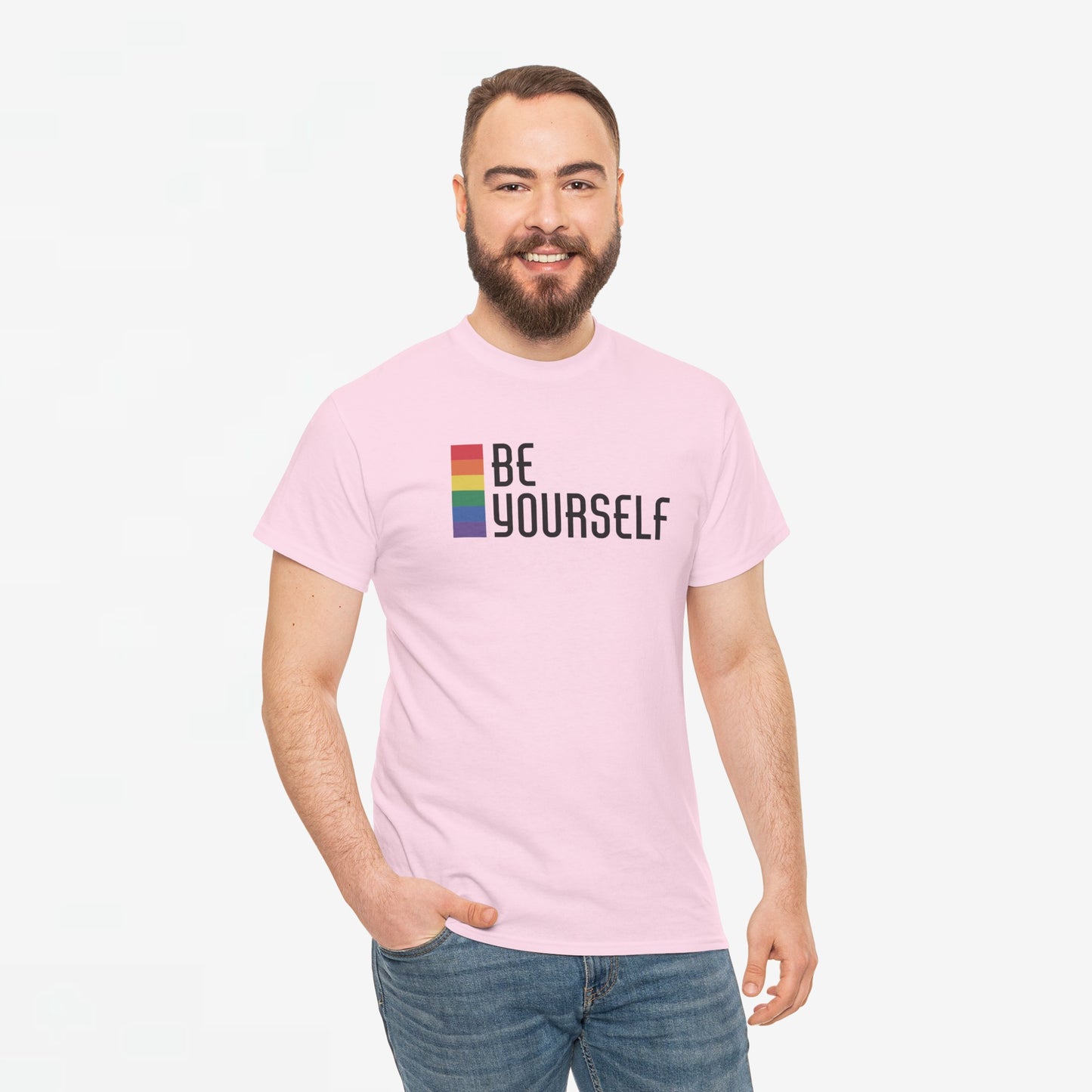 Gay Pride T-shirt - Be Yourself (zwarte tekst) - Oversized #25