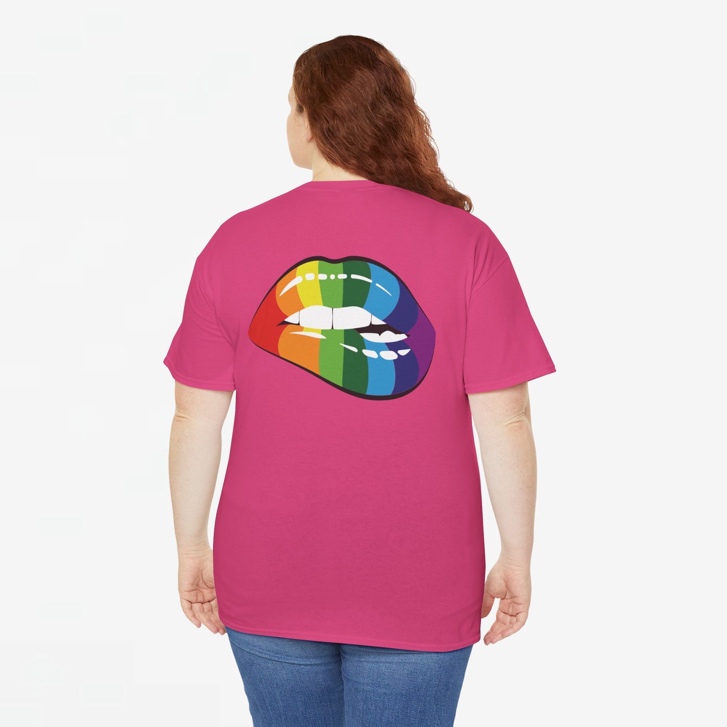 Gay Pride T-shirt - Regenboog Lippen- Back Print - Oversized #35