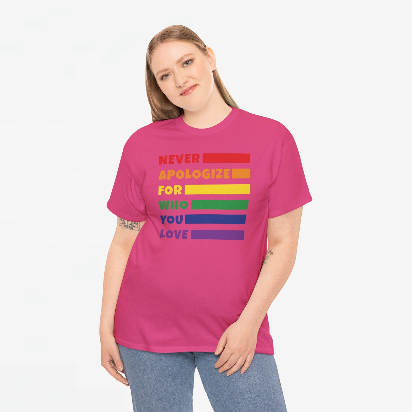 Gay Pride T-shirt - Never Apologize For Who You Love - Oversized #15