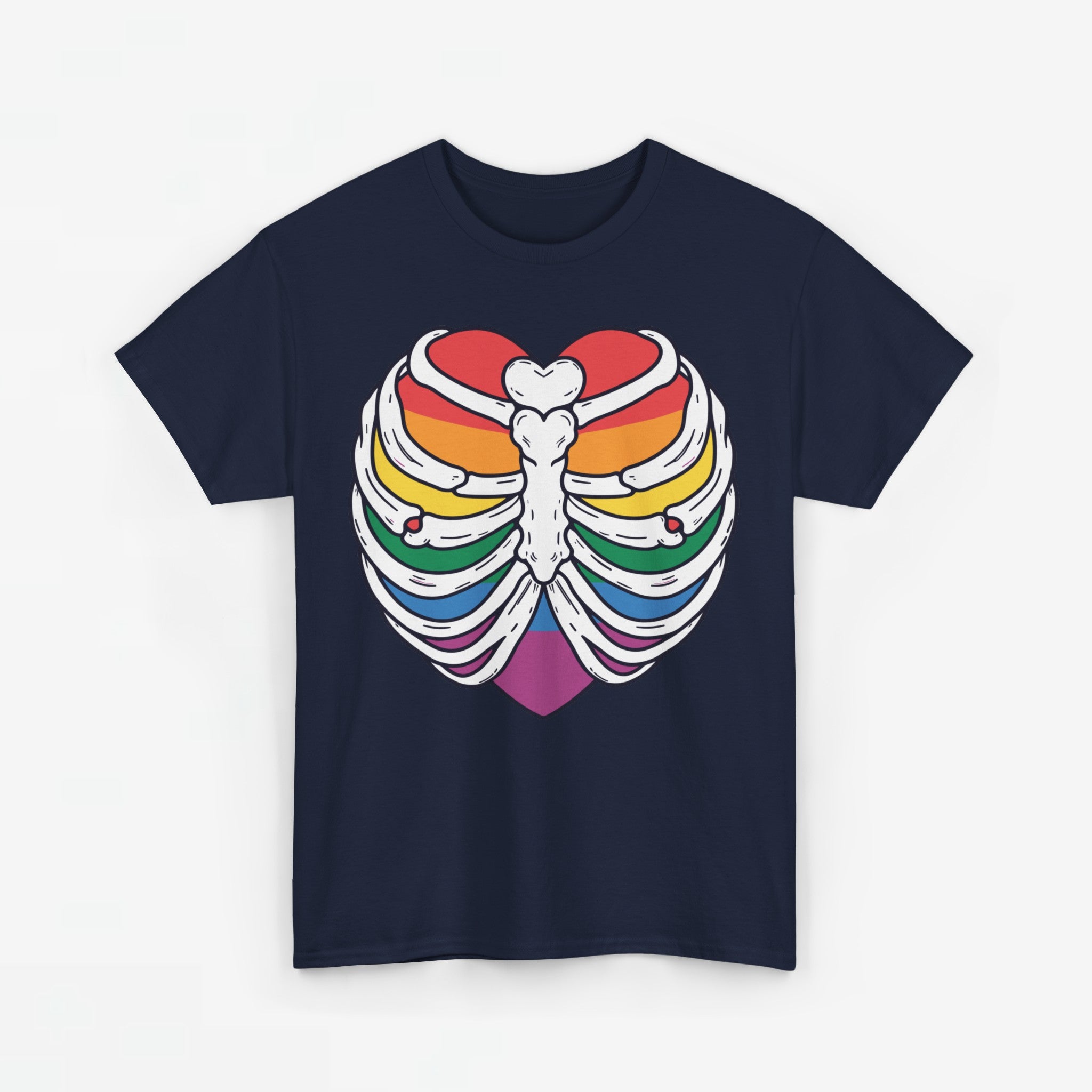 Gay Pride T-shirt - Skelet Regenbooghart - Oversized #67