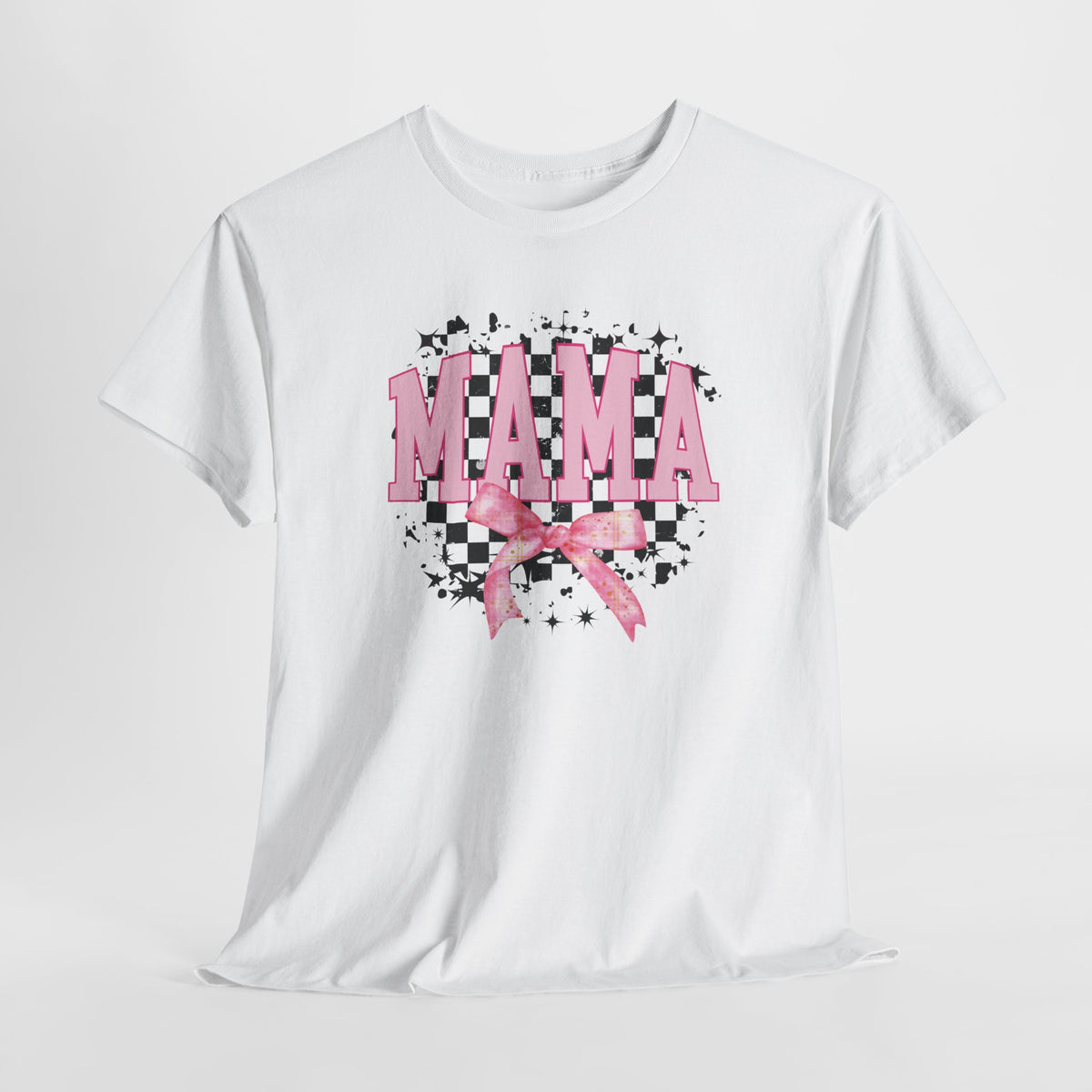 Wit oversized t-shirt met opdruk MAMA en roze strik