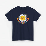 Oversized T-shirt navy met kleurrijke zon- en bloemenprint "Wifey Mama Boss"