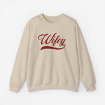 Sweatshirt zandkleurig met opdruk 'Wifey' en lange mouwen, ronde hals.