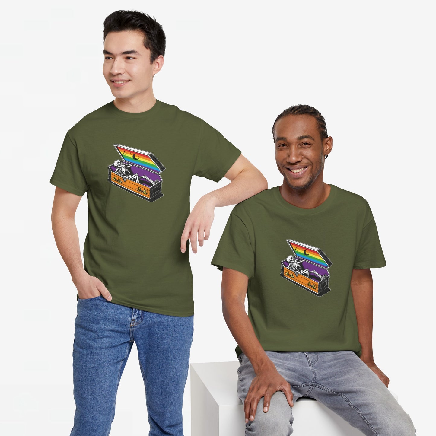 Gay Pride T-shirt - Skelet Regenboog - Oversized #42