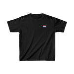 Kinder-T-shirt zwart met kleine vlagprint op de borst