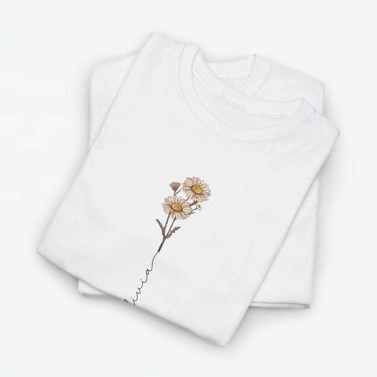 Wit T-shirt met bloemillustratie op de borst, korte mouwen
