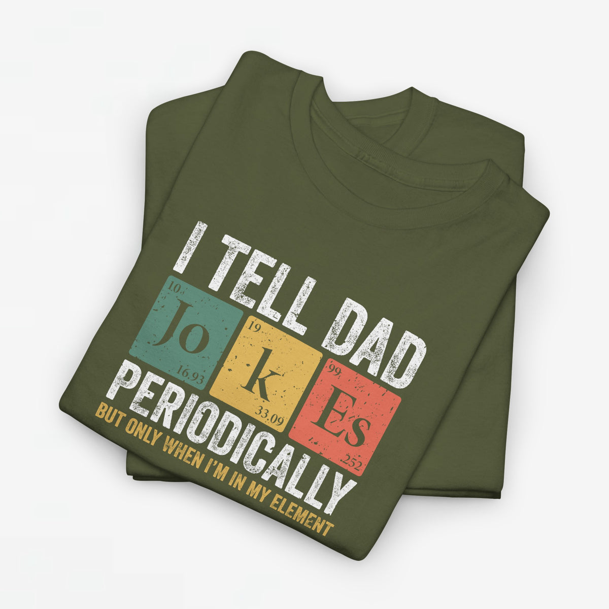 Legergroene oversized t-shirt met opdruk “I tell dad jokes periodically”