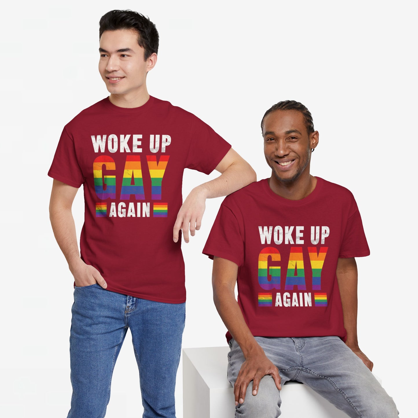 Gay Pride T-shirt - Woke Up Gay Again - Oversized #44