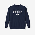 Navy varsity sweater met ronde hals en lange mouwen, opdruk “ZWOLLE NL”.