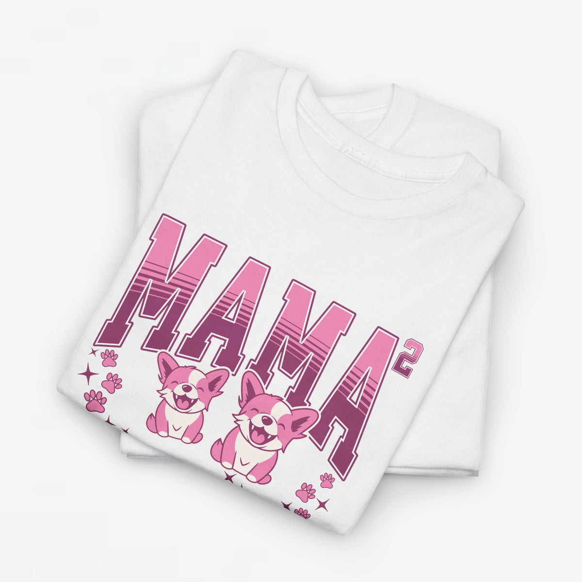 Witte oversized t-shirt met opdruk 'MAMA' en twee schattige hondjes