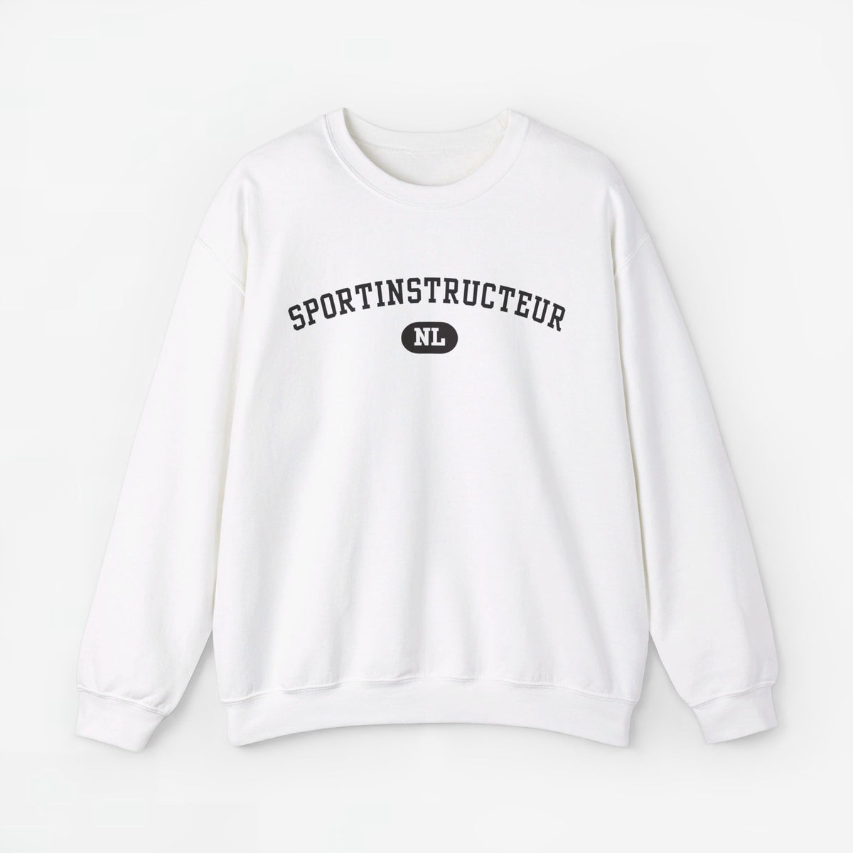 Witte sweatshirt met ronde hals en borstprint "SPORTINSTRUCTEUR"