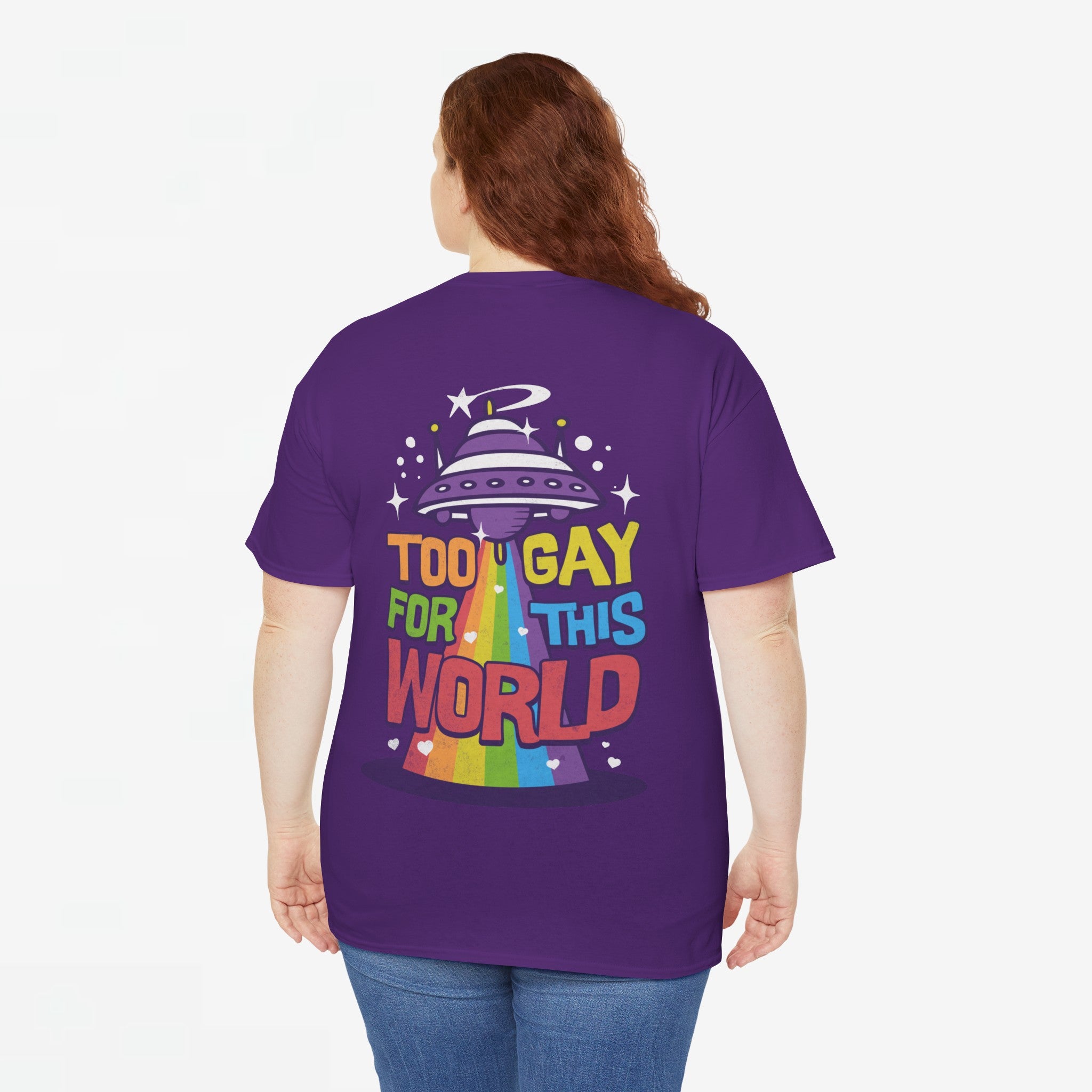Gay Pride T-shirt - Too Gay For This World - Back Print - Oversized #55
