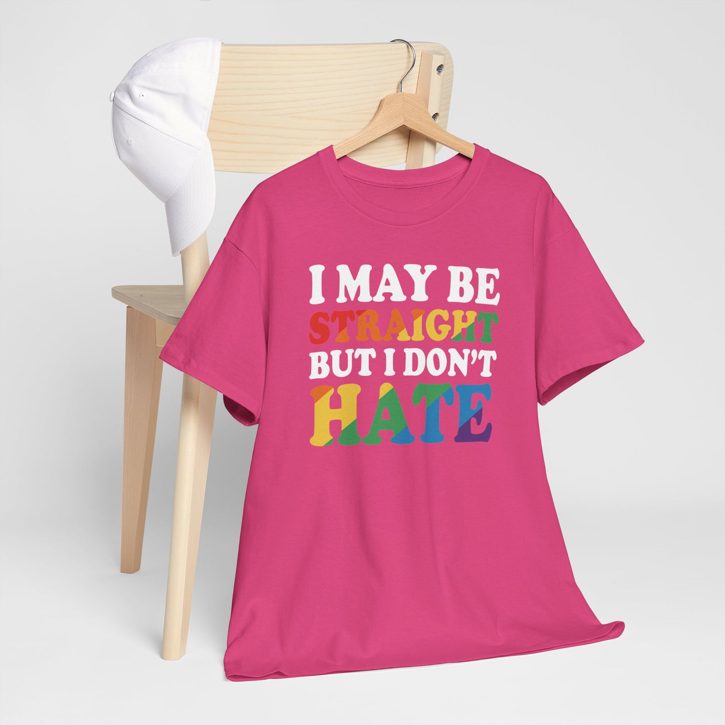 Gay Pride Support T-shirt - I may be straight but I don't hate - Oversized #8