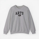 Lichtgrijze sweatshirttrui met ronde hals en zwarte “ARTS” print met “NL” logo