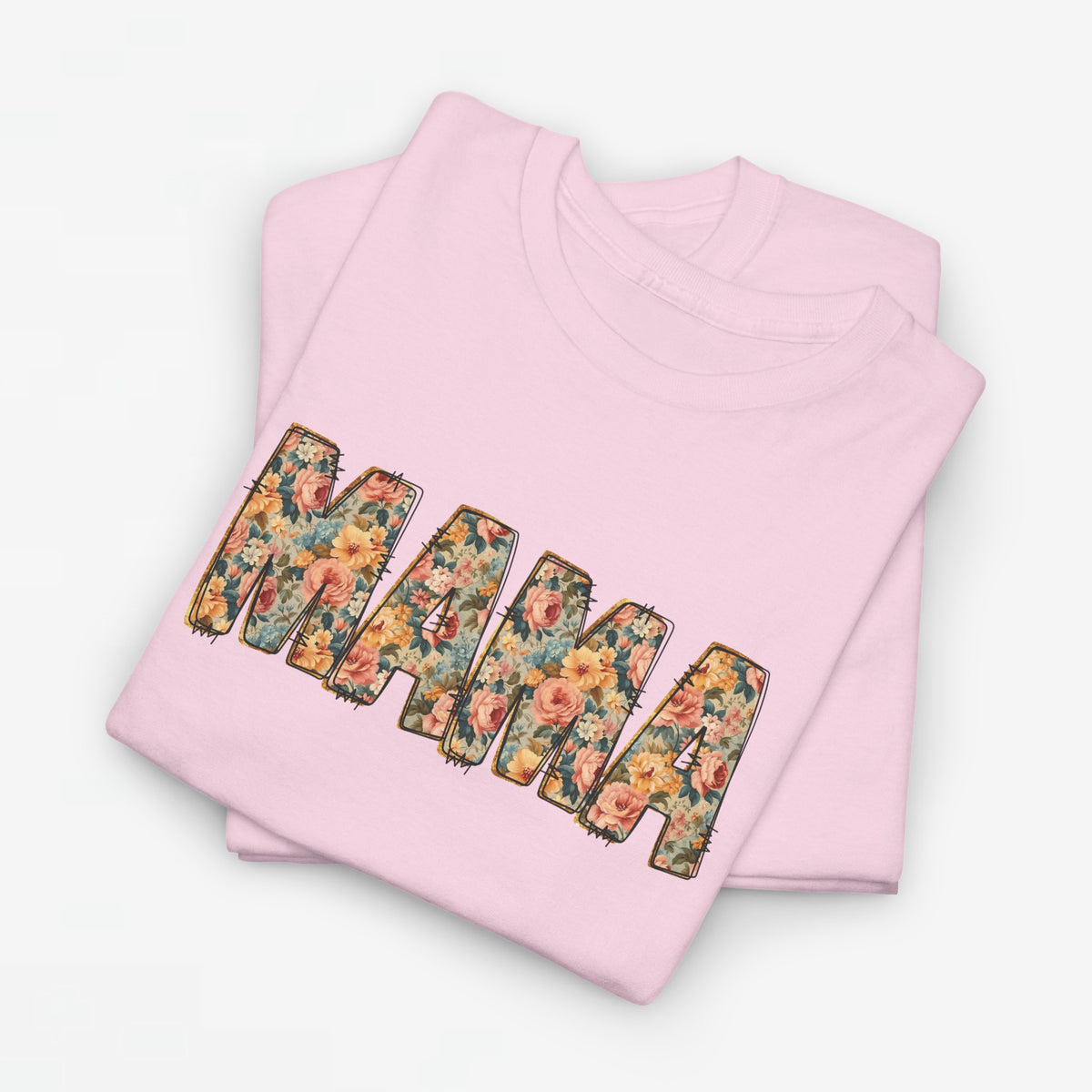 Lichtroze oversized T-shirt met bloemenprint letters op de borst
