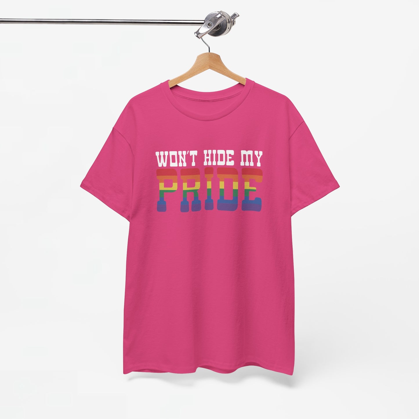 Gay Pride T-shirt - Won't Hide My Pride (witte tekst) - Oversized #26