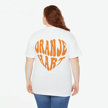 Oranje Hart | Back Print | Koningsdag T-shirt | Oversized | Dames