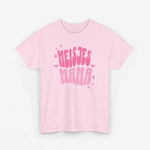 Oversized meisjes-T-shirt lichtroze met roze opdruk “MEISJES MAMA” op de borst