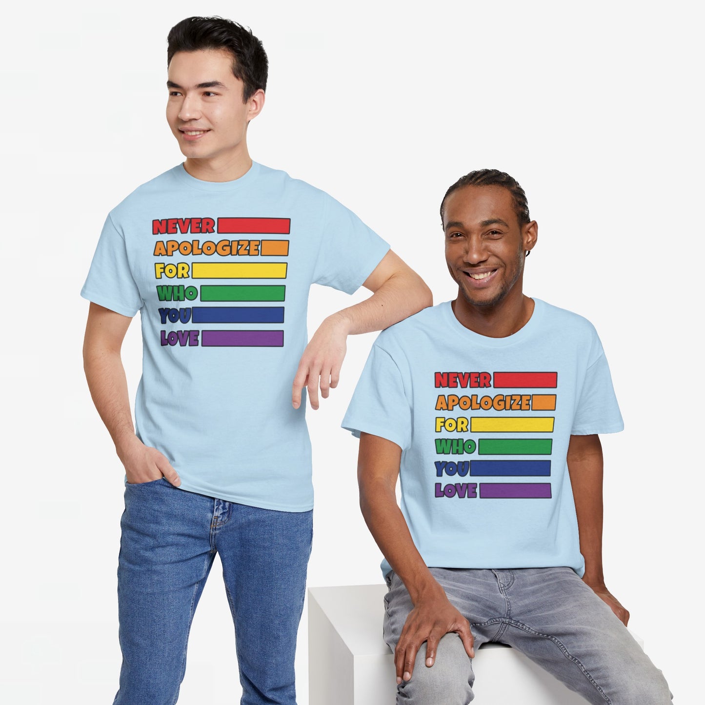 Gay Pride T-shirt - Never Apologize For Who You Love - Oversized #16