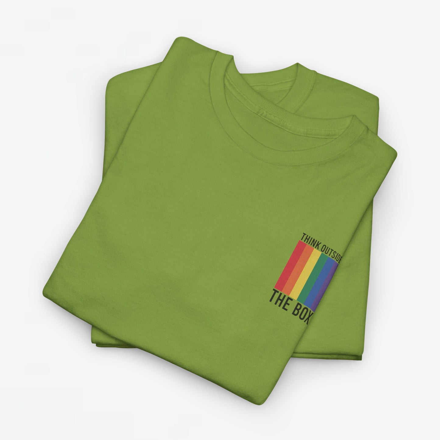 Gay Pride T-shirt - Think Outside The Box (zwarte tekst) - Back Print - Oversized #29