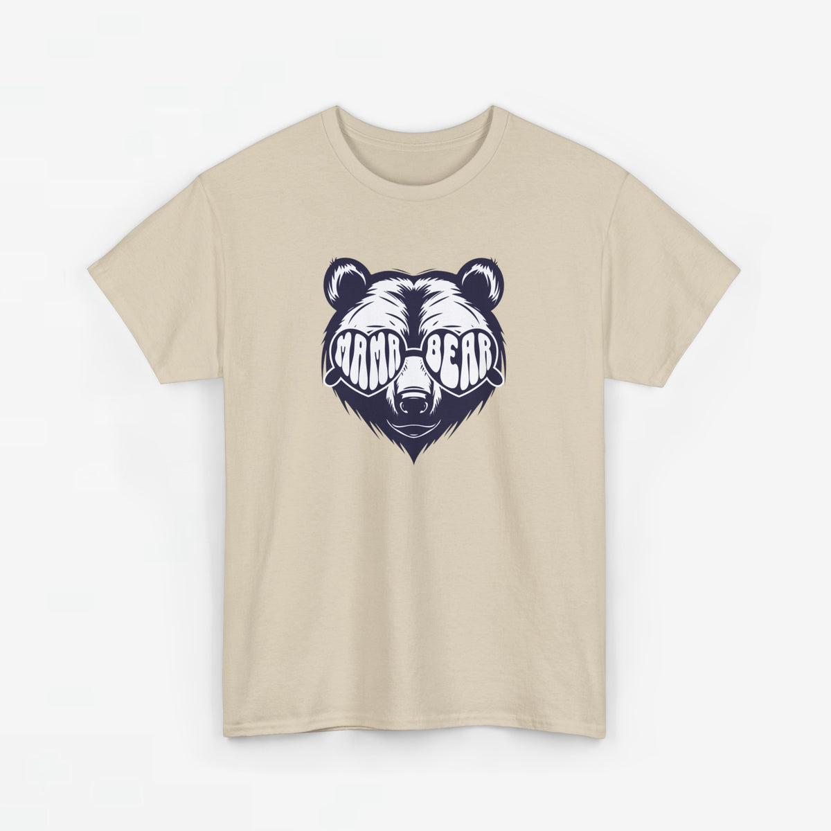 Oversized T-shirt zandkleurig met zwarte berenprint op de borst