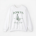 Witte sweater met ronde hals en lange mouwen, borstprint met JANSEN’S en Social Club