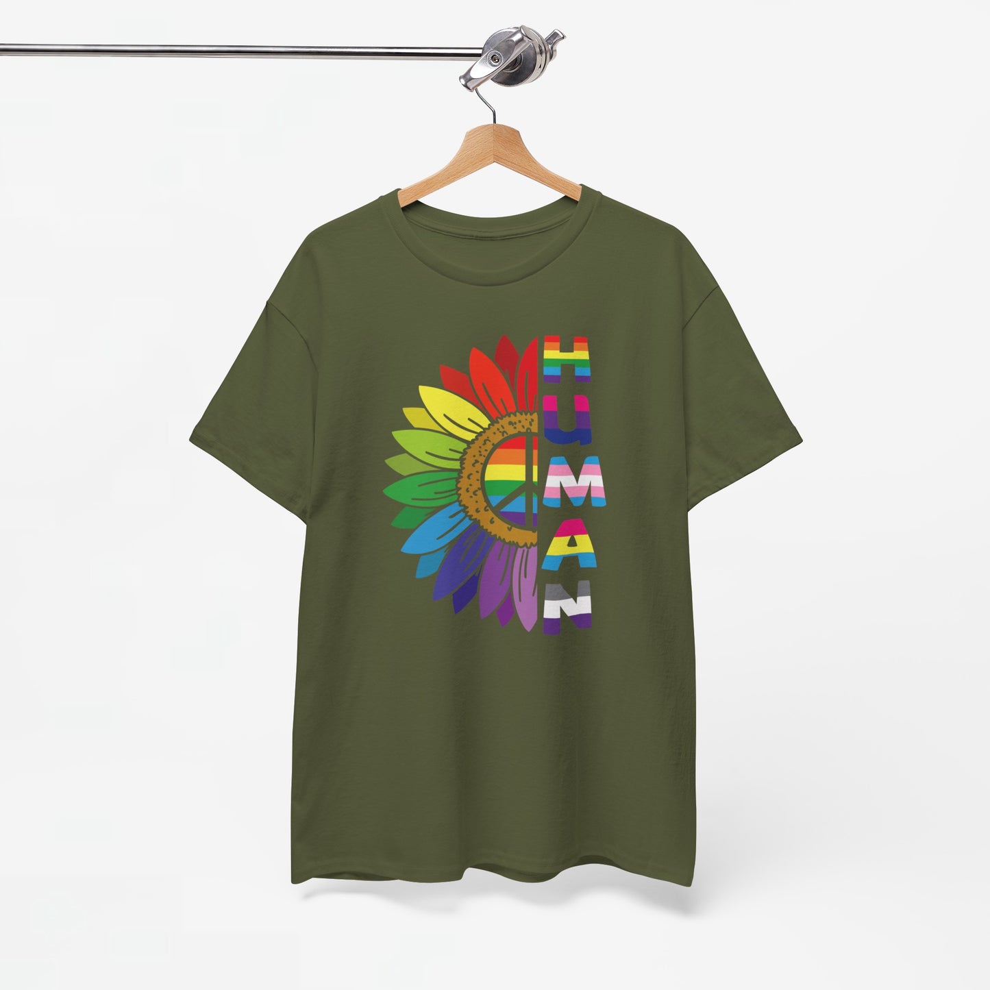 Gay Pride T-shirt - Regenboog Human (witte tekst) - Oversized #4