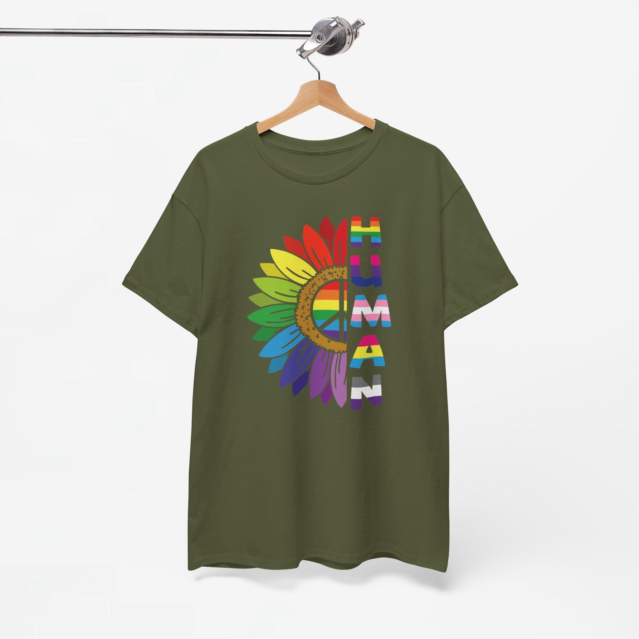 Gay Pride T-shirt - Regenboog Human (witte tekst) - Oversized #4