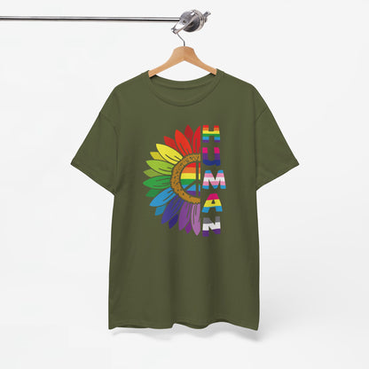 Gay Pride T-shirt - Regenboog Human (witte tekst) - Oversized #4