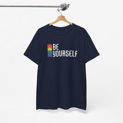 Gay Pride T-shirt - Be Yourself (witte tekst) - Oversized #24