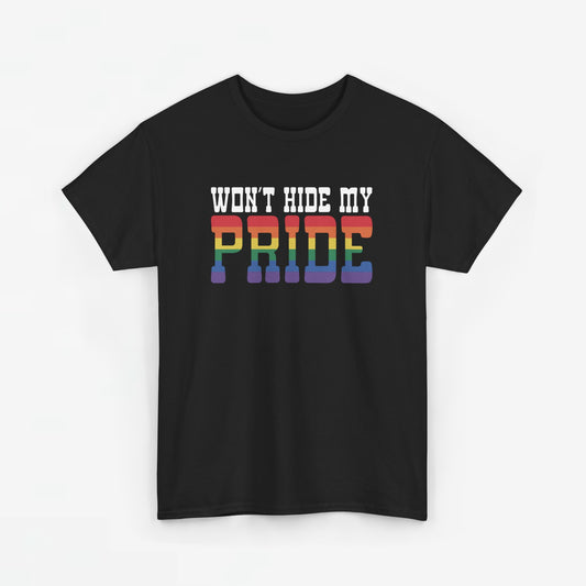 Gay Pride T-shirt - Won't Hide My Pride (witte tekst) - Oversized #26